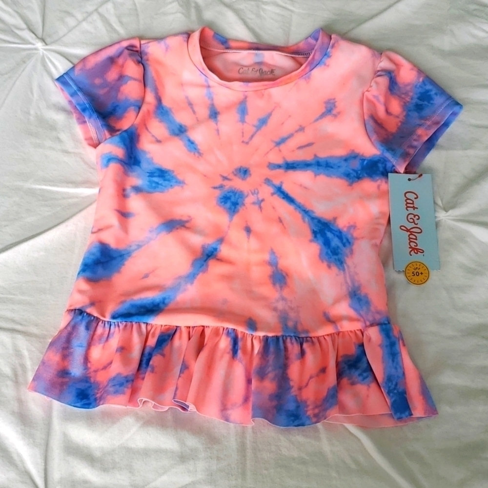Little girls modest swim Cat & Jack tie dye shirt size 5T​​​​​​